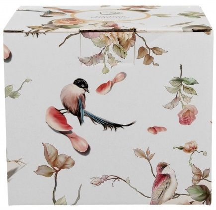 Ozdobne pudelko prezentowe do kubka porcelanowego Anna z motywem kwiatow i ptakow