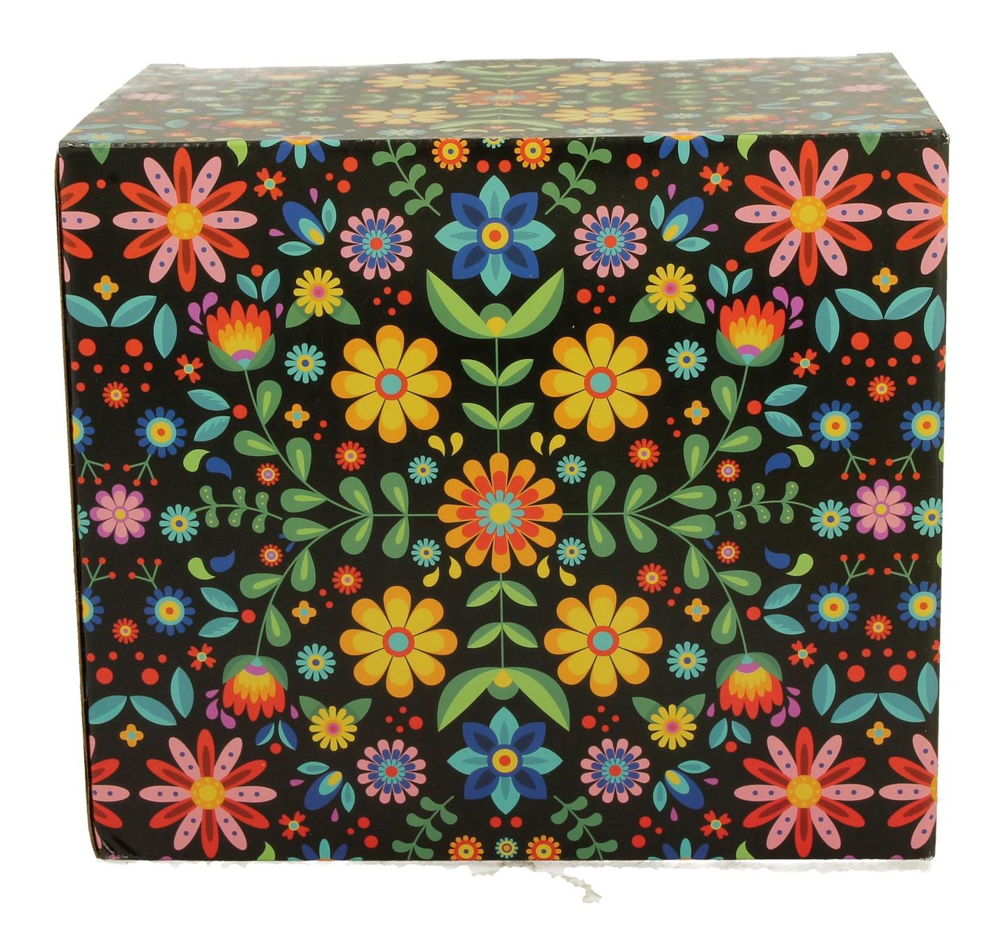 Ozdobne pudełko porcelanowego kubka XXL Merida Black z kolorowym kwiatowym wzorem.