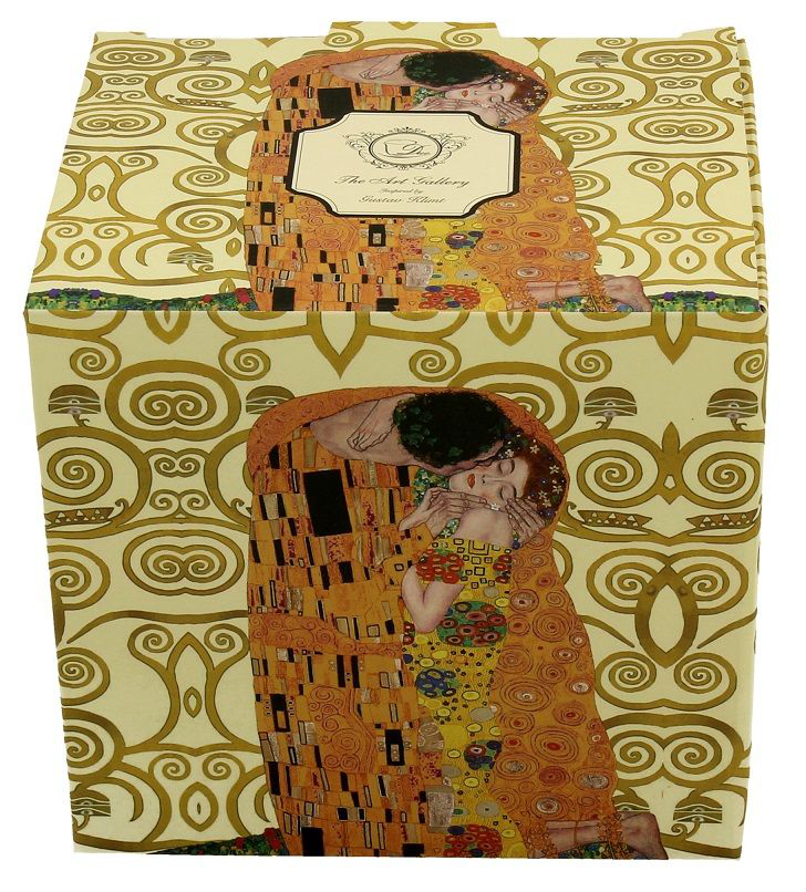 Ozdobne pudełko z motywem Klimta The Kiss w kolorze ecru.