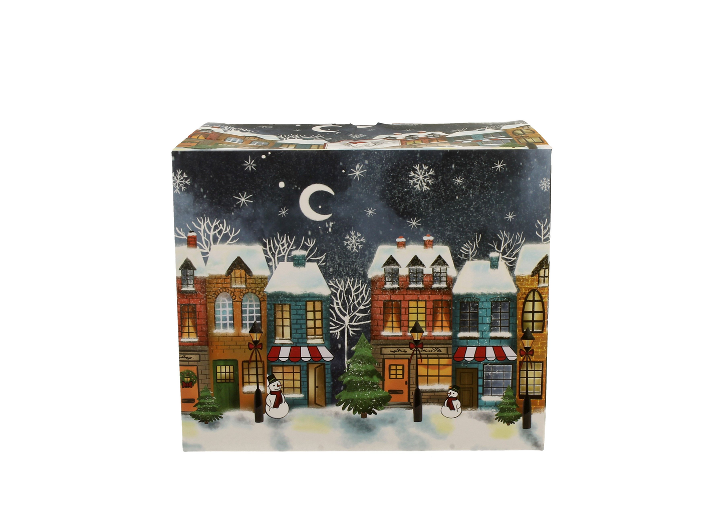 Ozdobne pudełko prezentowe z motywem zimowego miasteczka do kubka porcelanowego Christmas City.