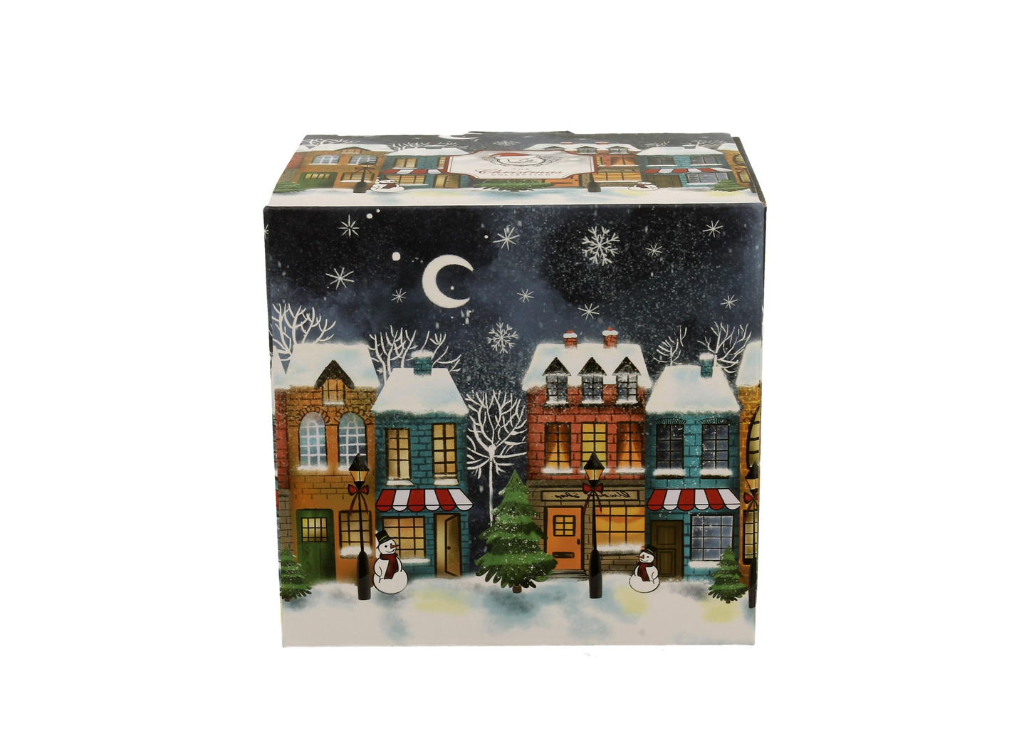 Ozdobne pudełko kubka porcelanowego Christmas City z zimowym wzorem