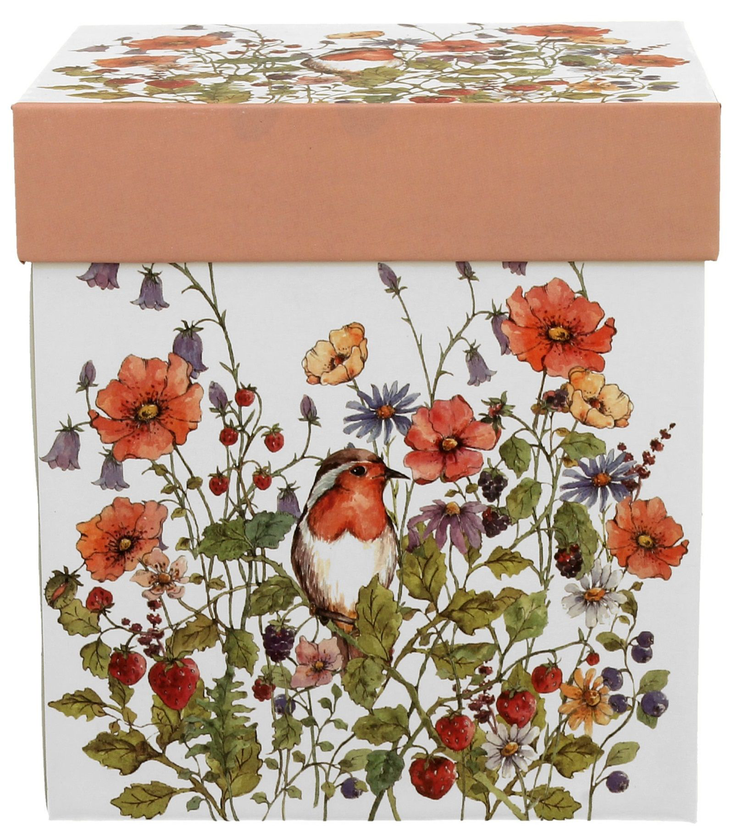 Ozdobne pudełko prezentowe z wzorem kwiatów i ptaka dopasowane do kubka Wild Bird