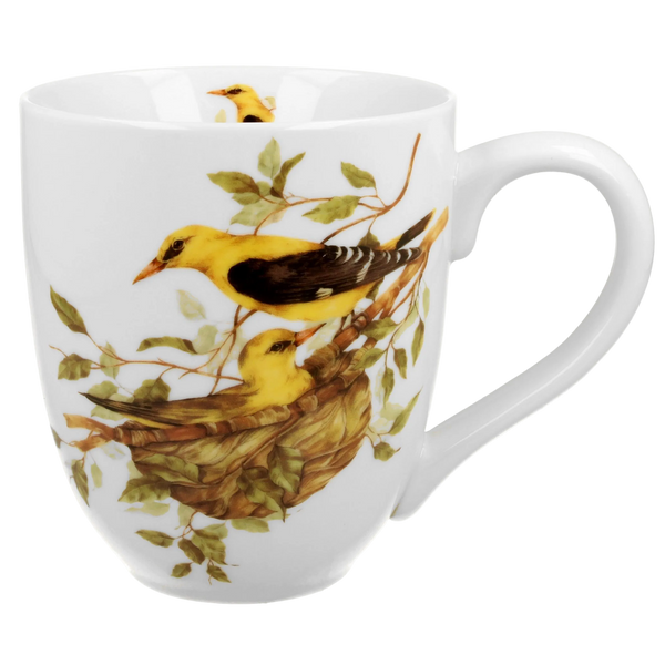 Porcelanowy kubek XXL z motywem wilg zwyczajnych na gałęzi.