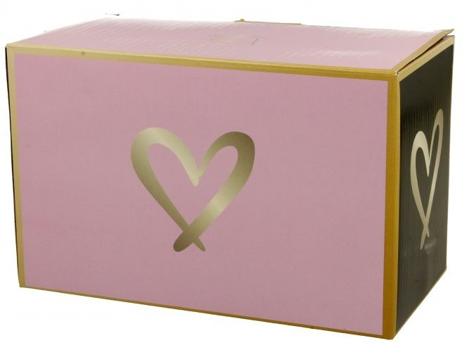 Różowo-złote pudełko z kompletem porcelanowych kubków Złote Serduszko.