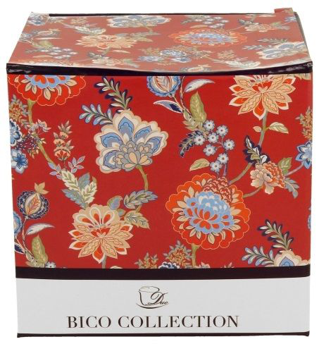 Pudełko prezentowe z kolekcji Bico Collection w czerwonym kolorze z bogatym kwiatowym wzorem.