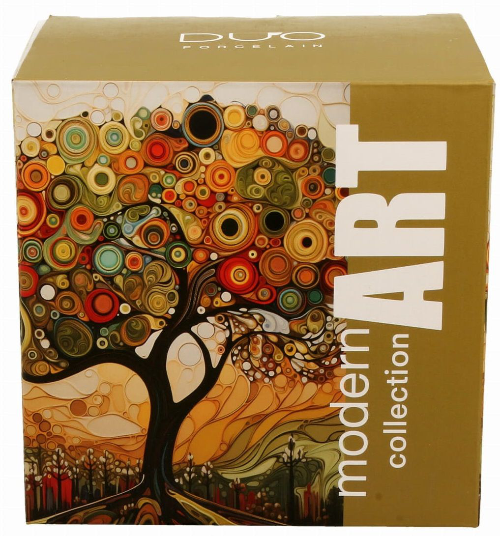 Pudełko od kubka porcelanowego Modern Tree 450 ml z artystycznym motywem drzewa.