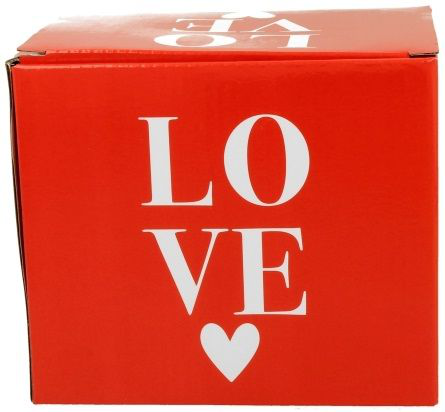 Kubek porcelanowy Serca 1 w czerwonym pudełku z napisem LOVE – idealny na prezent.