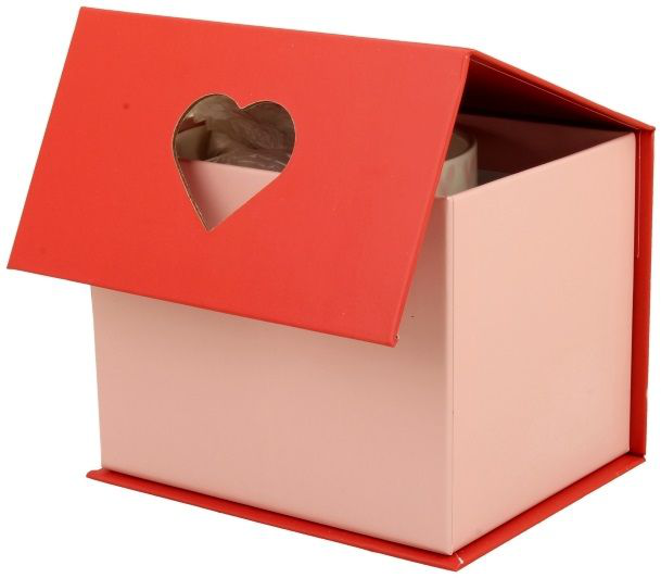 Ozdobne pudełko prezentowe z sercem do kubka porcelanowego Love 1 380 ml – idealny upominek