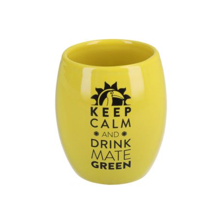 Matero ceramiczne żółte - 200 ml - Keep Calm And Drink Mate Green