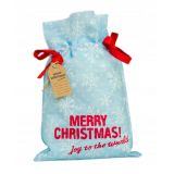 Worek prezentowy - Merry Christmas - płatki śniegu 30x45