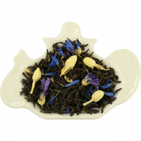 Czarna herbata liściasta z dodatkiem chabru, jaśminu, niebieskiej malwy oraz aromatu prażonych migdałów - 100 g