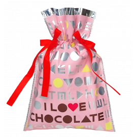 Worek prezentowy - I love chocolate różowy - 20 x 30 cm