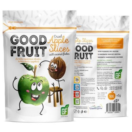 GOOD FRUITS - Kawałki suszonych jabłek z wiórkami kokosowymi - 50 g