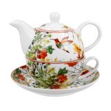 Porcelanowy dzbanek z filiżanką i spodkiem LINNEA - 350ml / 310ml
