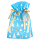 Worek prezentowy - niebieski - las choinek 50x60