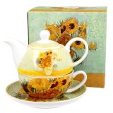 Porcelanowy dzbanek z filiżanką i spodkiem SŁONECZNIKI VAN GOGH - 350ml / 310ml