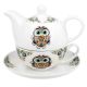Porcelanowy dzbanek z filiżanką i spodkiem SOWA ETNO - 350ml / 310ml