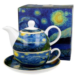 Porcelanowy dzbanek z filiżanką i spodkiem STARRY NIGHT Vincent Van Gogh - 350ml / 310ml