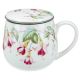 Kubek porcelanowy FLORAL STORY 1 z zaparzaczem i pokrywką - 250 ml