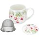 Kubek porcelanowy FLORAL STORY 1 z zaparzaczem i pokrywką - 250 ml