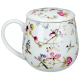 Kubek porcelanowy FLORAL STORY 2 z zaparzaczem i pokrywką - 250 ml