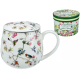 Kubek porcelanowy FLORAL STORY 2 z zaparzaczem i pokrywką - 250 ml