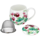 Kubek porcelanowy FLORAL STORY 3 z zaparzaczem i pokrywką - 250 ml