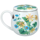 Kubek porcelanowy FLORAL STORY 4 z zaparzaczem i pokrywką - 250 ml