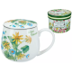 Kubek porcelanowy FLORAL STORY 4 z zaparzaczem i pokrywką - 250 ml