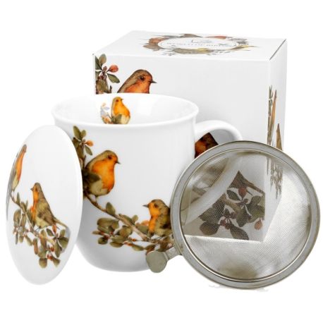 Kubek porcelanowy z zaparzaczem RUDZIKI - 400 ml