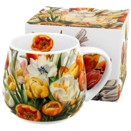 Kubek porcelanowy baryłka TULIPANY - 430 ml