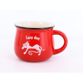 Kubek ceramiczny czerwony Lazy Day - 250ml