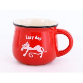 Kubek ceramiczny czerwony Lazy Day - 350 ml