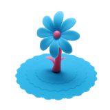Pokrywka silikonowa na kubek z kwiatkiem - niebieska