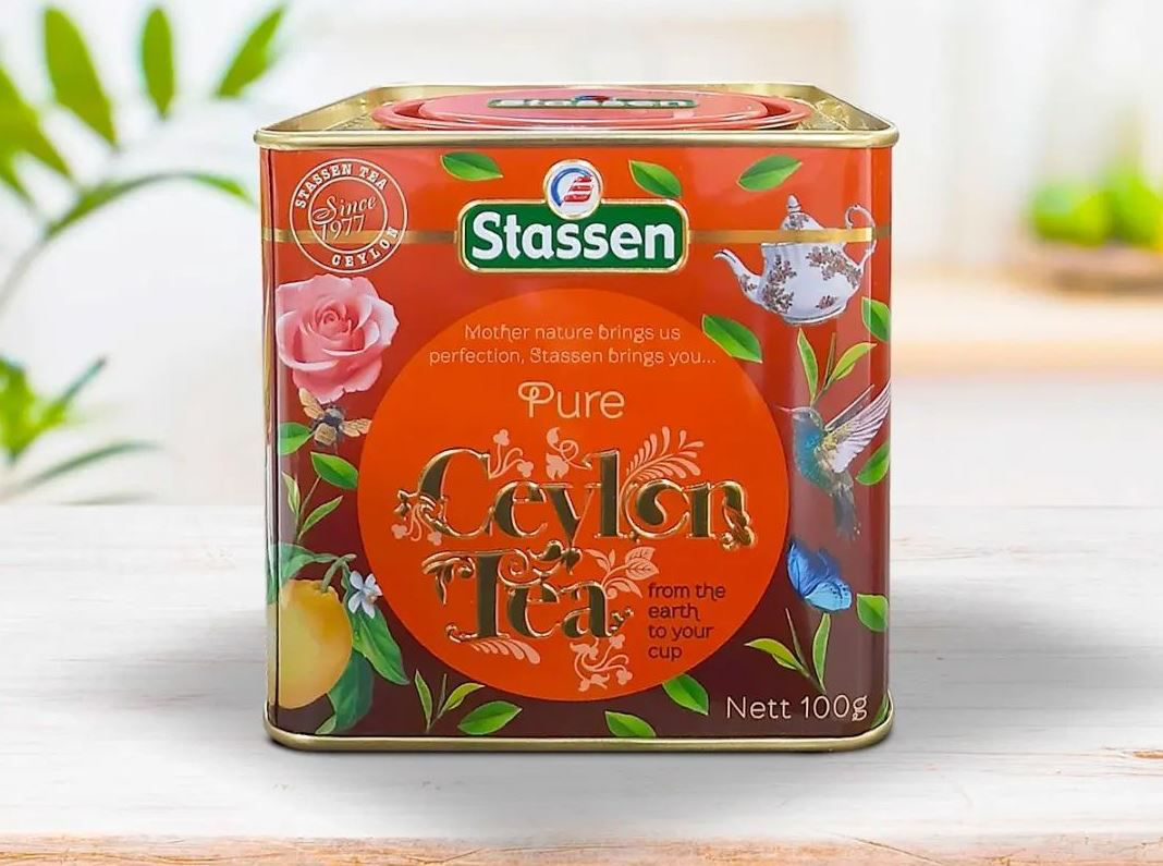 Puszka herbaty Stassen Pure Ceylon Tea 100 g, klasyczna czarna herbata z Cejlonu.