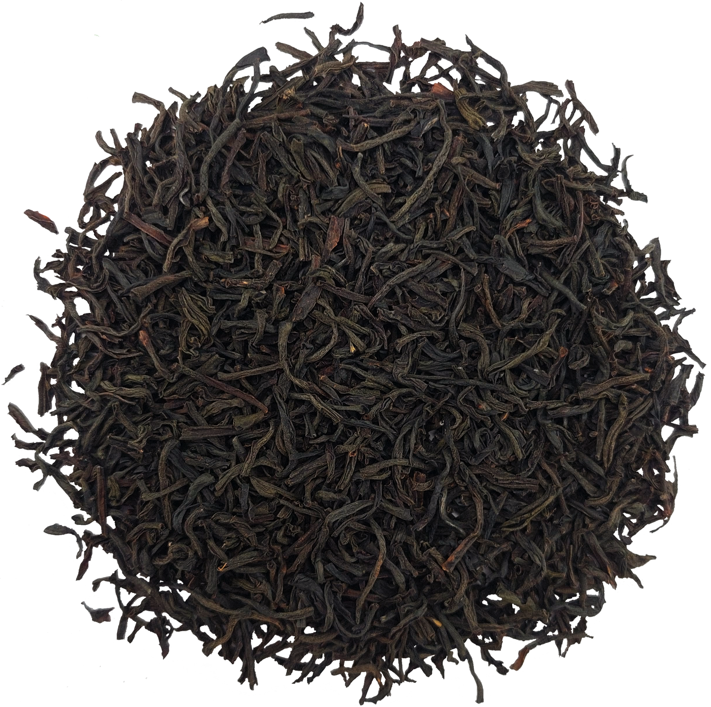 Zbliżenie na liście herbaty Stassen Earl Grey – czarna herbata cejlońska wysokiej jakości.
