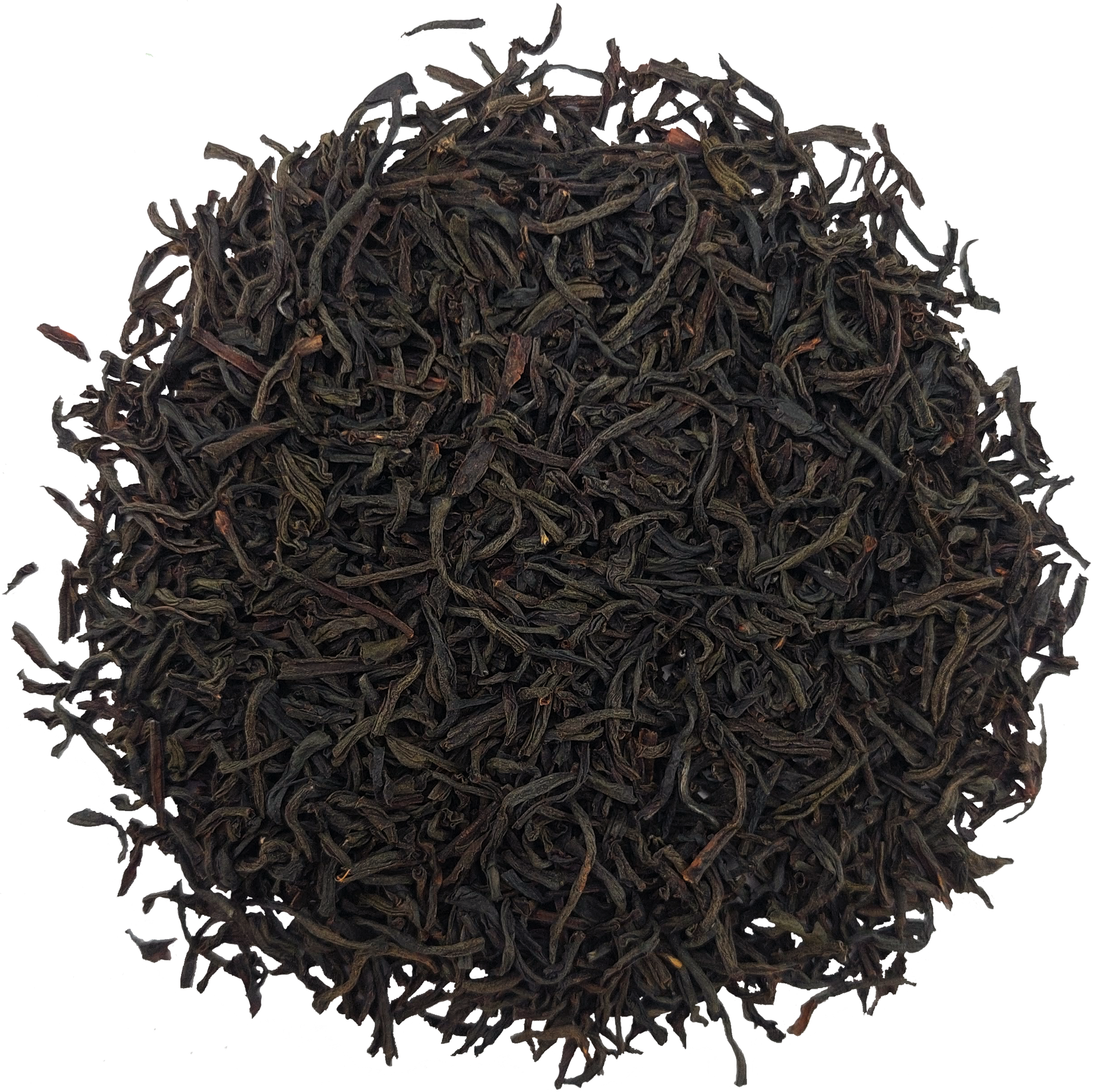 Zbliżenie na liście herbaty Stassen Earl Grey – czarna herbata cejlońska wysokiej jakości.
