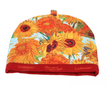 Ocieplacz na dzbanek z motywem Vincenta van Gogha Sunflowers, widok od frontu.