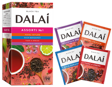 Zestaw herbat Dalai Assorti No 1 z czterema rodzajami czarnych herbat w kolorowych saszetkach, eleganckie opakowanie