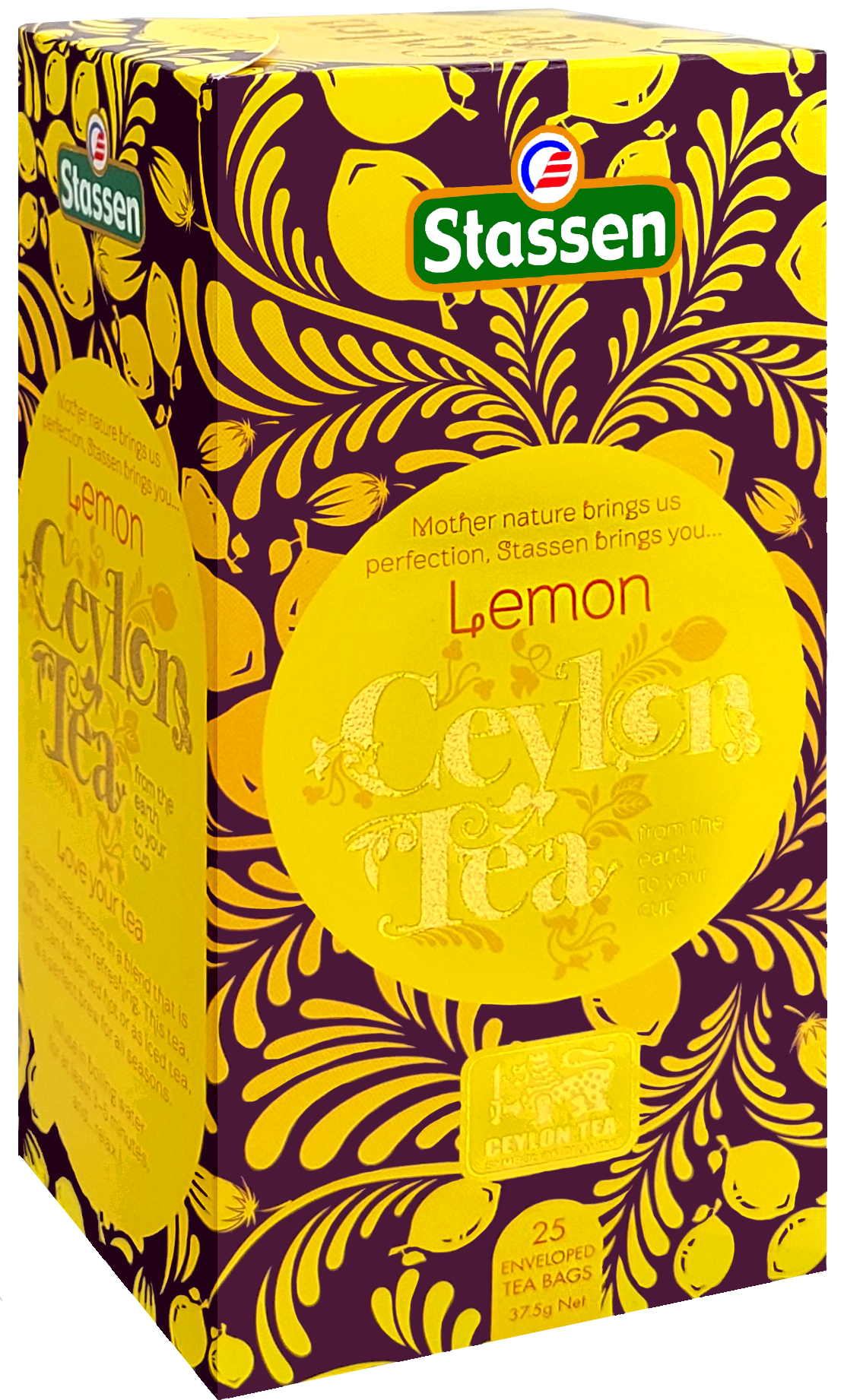 Herbata Stassen Lemon Tea w pudełku z boku.
