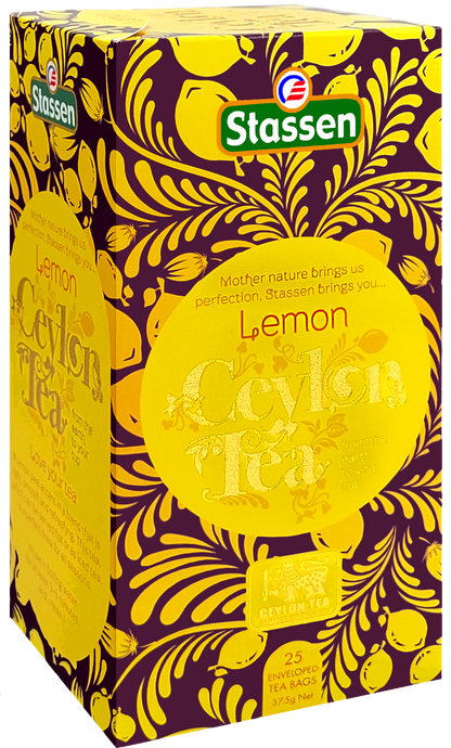 Herbata Stassen Lemon Tea w pudełku z boku.