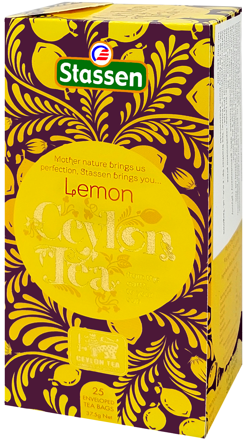 Widok boczny opakowania herbaty Stassen Lemon Tea.