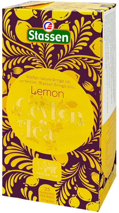 Widok boczny opakowania herbaty Stassen Lemon Tea.