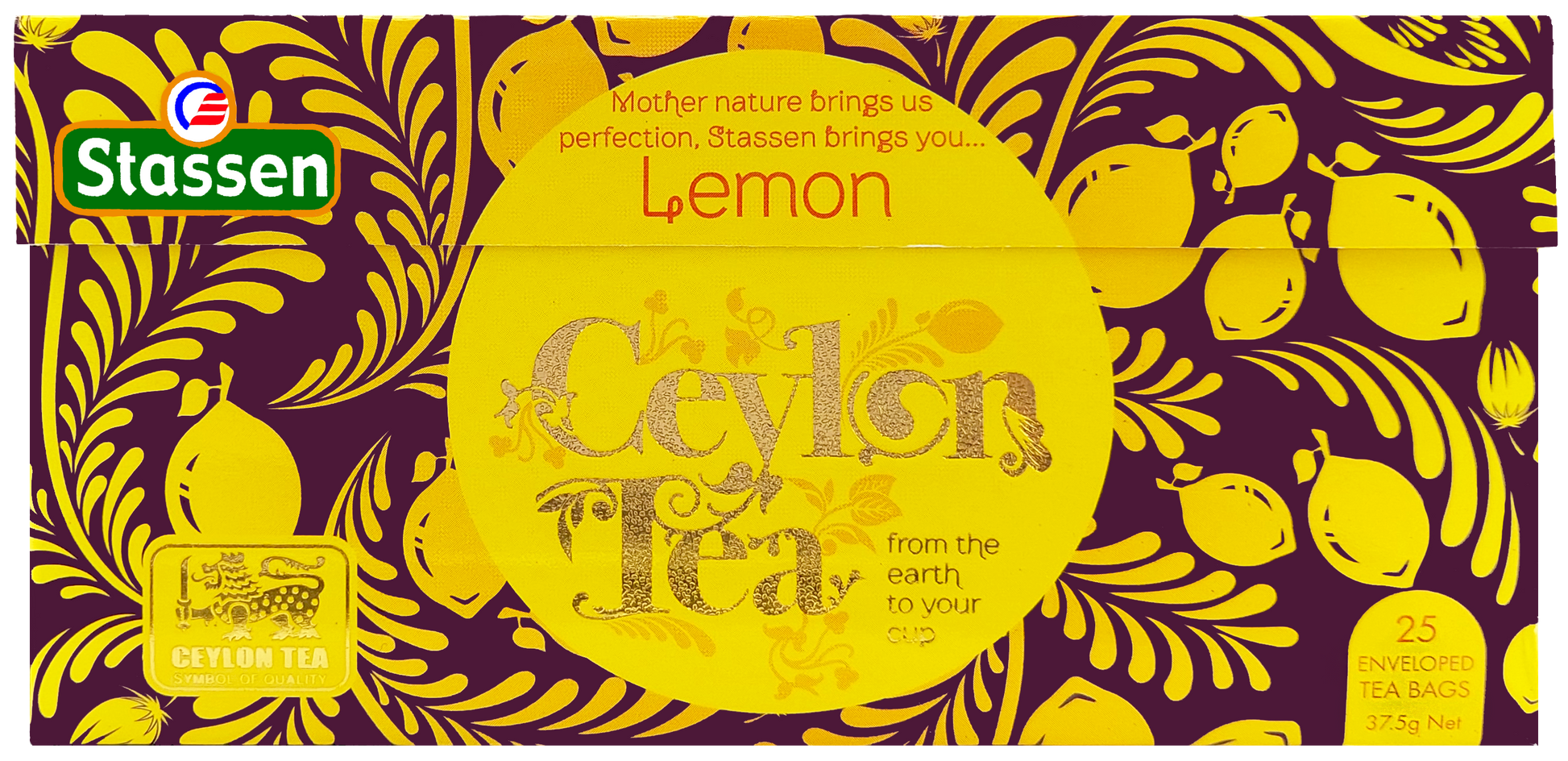 Pudełko herbaty Stassen Lemon Tea widok od góry.