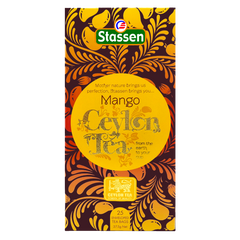 Front opakowania Stassen Ceylon Mango Tea – herbata czarna z nutą mango, 25 kopert.