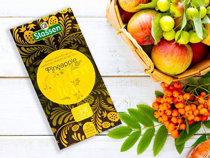 Pudełko Stassen Pineapple Tea na białym tle – 25 kopertowanych saszetek.