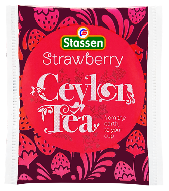 Alternatywna saszetka Stassen Strawberry Tea – herbata czarna z truskawkowym aromatem.