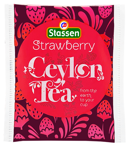 Alternatywna saszetka Stassen Strawberry Tea – herbata czarna z truskawkowym aromatem.