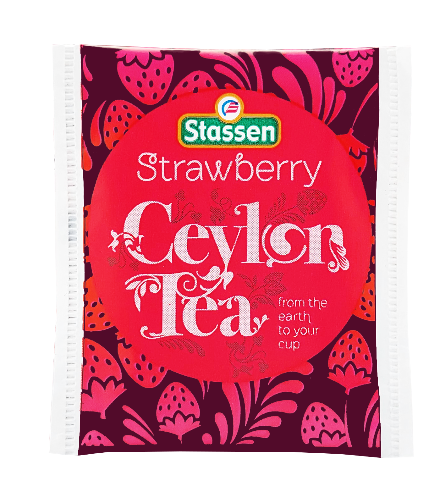 Saszetka herbaty Stassen Strawberry Tea – owocowa herbata czarna w kopercie.