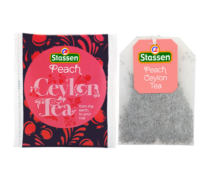 Saszetka i torebka Stassen Peach Tea – aromatyzowana herbata czarna z nutą brzoskwini.